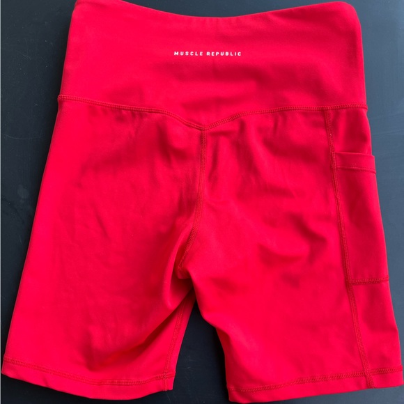 red biker workout shorts - Picture 3 of 5